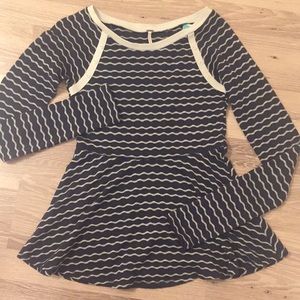 Free People Babydoll blue and grey sweater